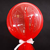 Прозора куля-сфера (BoBo куля) з діодною підставкою, фатином і пір'ям, висота конструкції 65 см, D кулі 25 см, фото 4