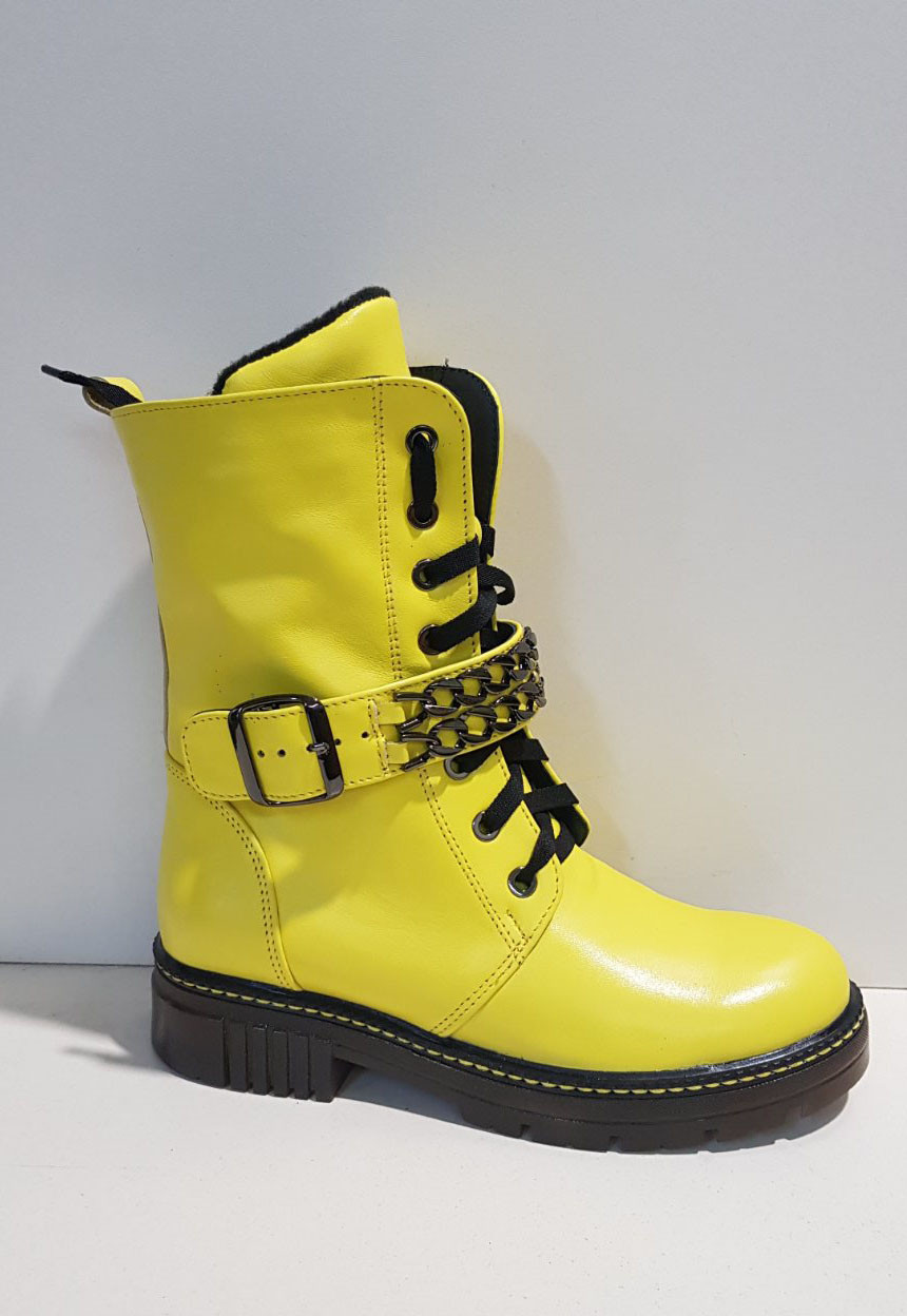STTOPA деми зима. Висота 19 см. Розміри 36-41. Черевики великих розмірів шкіряні. 218-3641-2 Жовті, фото 1