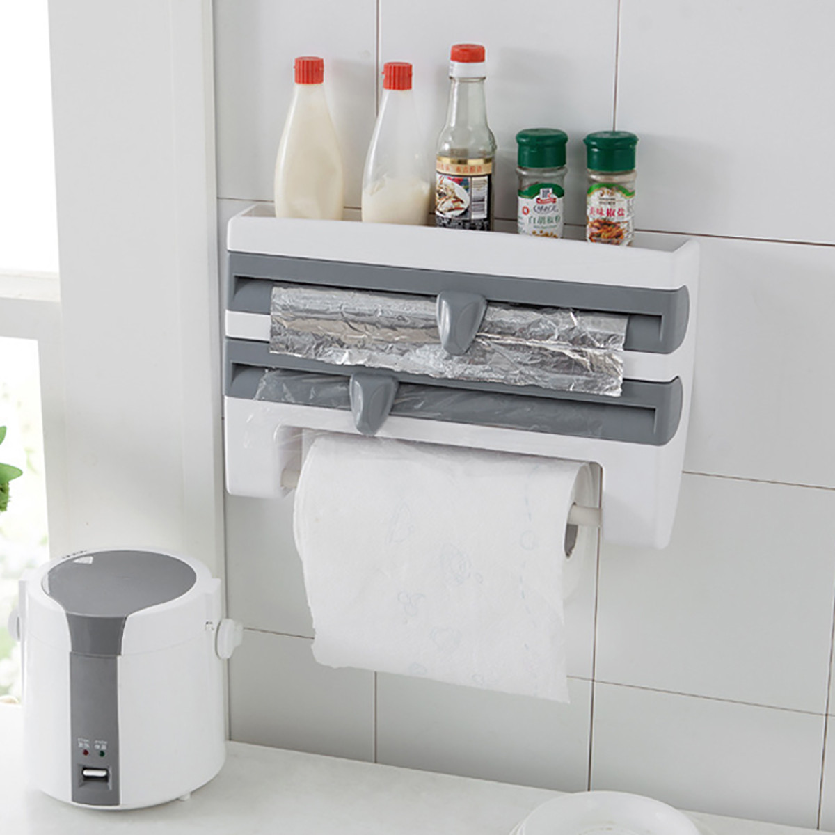 Органайзер для кухні 4в1 Wi-dispenser тримач для паперових рушників, плівки, фольги з ножем