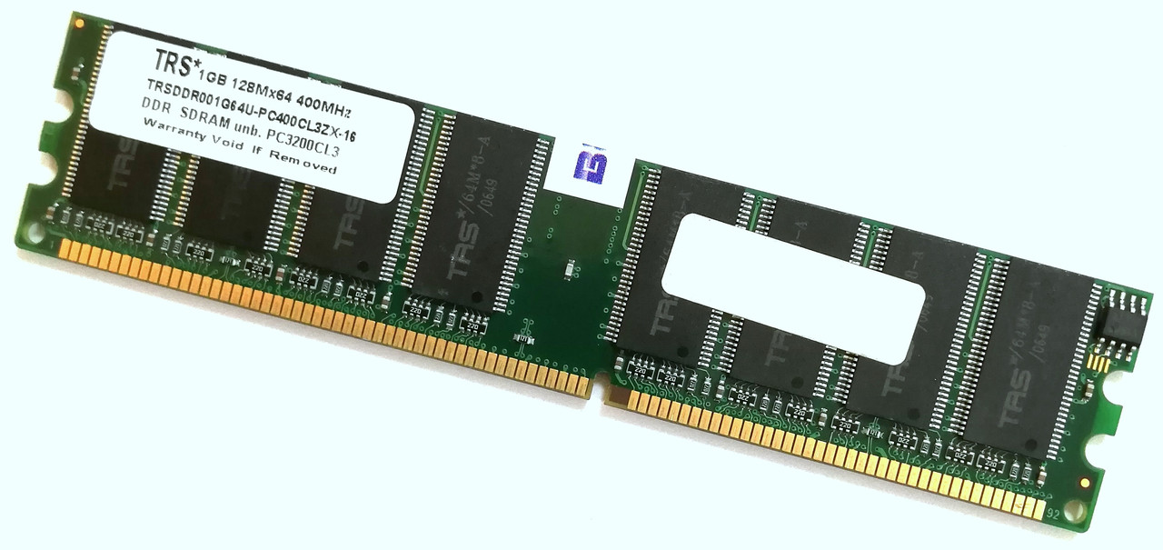 Оперативна пам'ять для комп'ютера TRS DDR 1Gb 400MHz PC-3200U CL3 Б/В MIX