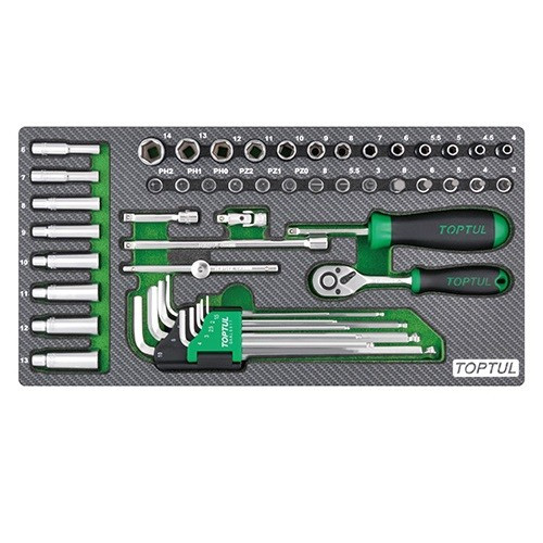 Набір інструменту комбінований 1/4" 50 од . (в ложементі) TOPTUL GEA5004 (Тайвань), фото 1
