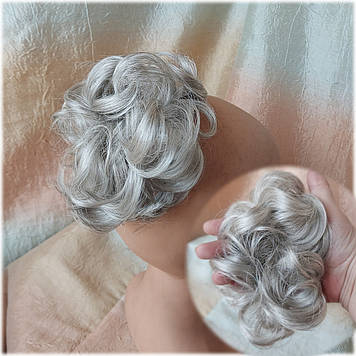 Гумка шиньон з канекалона среблясто-попелястий 0215V-51