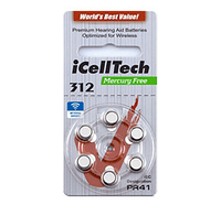 Батарейки для слуховых аппаратов 312 іCellTech Premium (Южная Корея) + Бесплатная доставка Укрпочтой от 500 гр