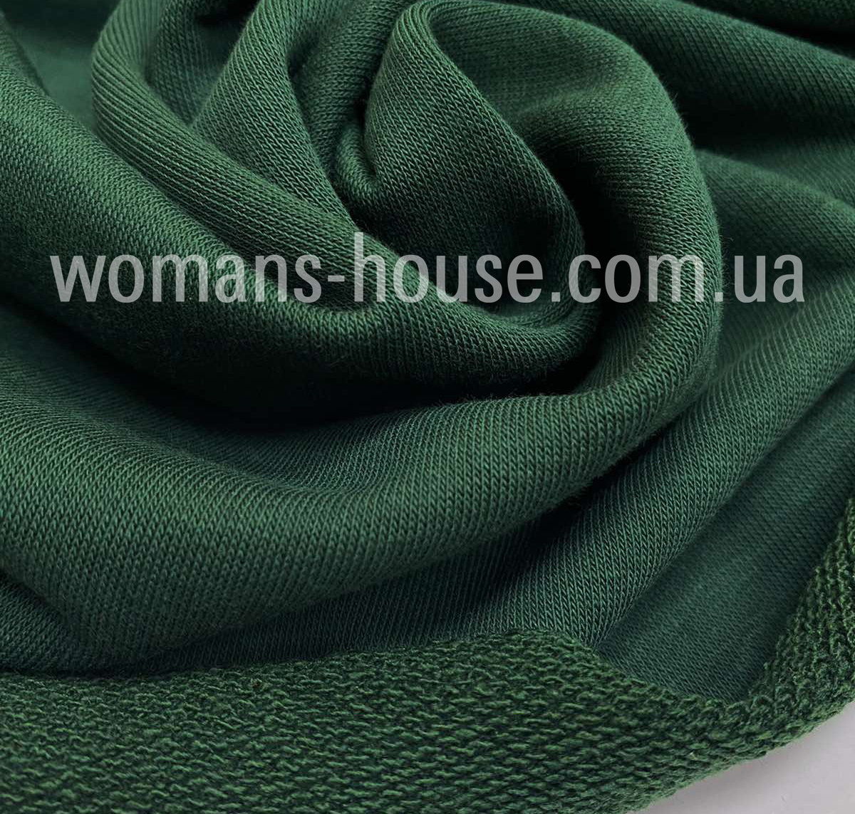 Тканина тринитка без начіса (петля) бавовняна Туреччина 180 см Пляшка (Зелений), фото 1