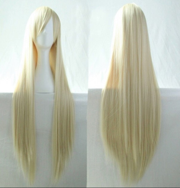 Перука блондинистого кольору пряма з чубчиком для карнавалу, вечірки, фотосесії 80 см