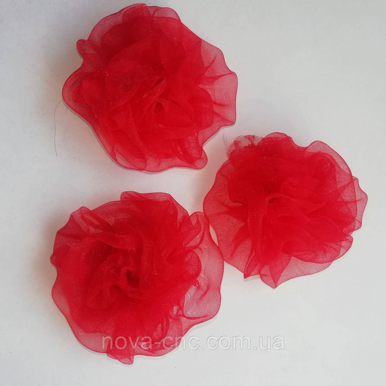 Матеріал: шифон  Колір червоний  Діаметр: 50 мм  Упаковка: 10 штук