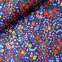 Ситець з польовими квітами на синьому, ш. 95 см