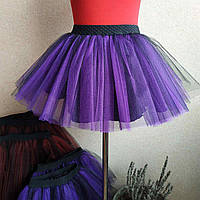 Пышная юбка детская из фатина цвет фиолетовый и чёрный