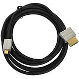 Шнур шт. HDMI -шт. micro HDMI, Ultra Slim (1,4 V), gold, діам-4,2 мм, 2м, фото 3