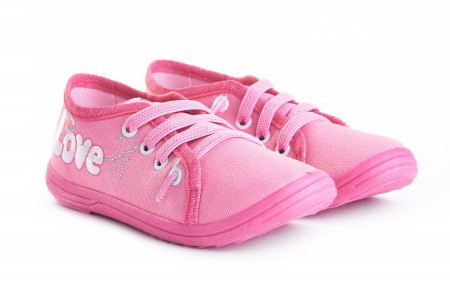 Кеди дитячі з тканини на шнурках рожеві