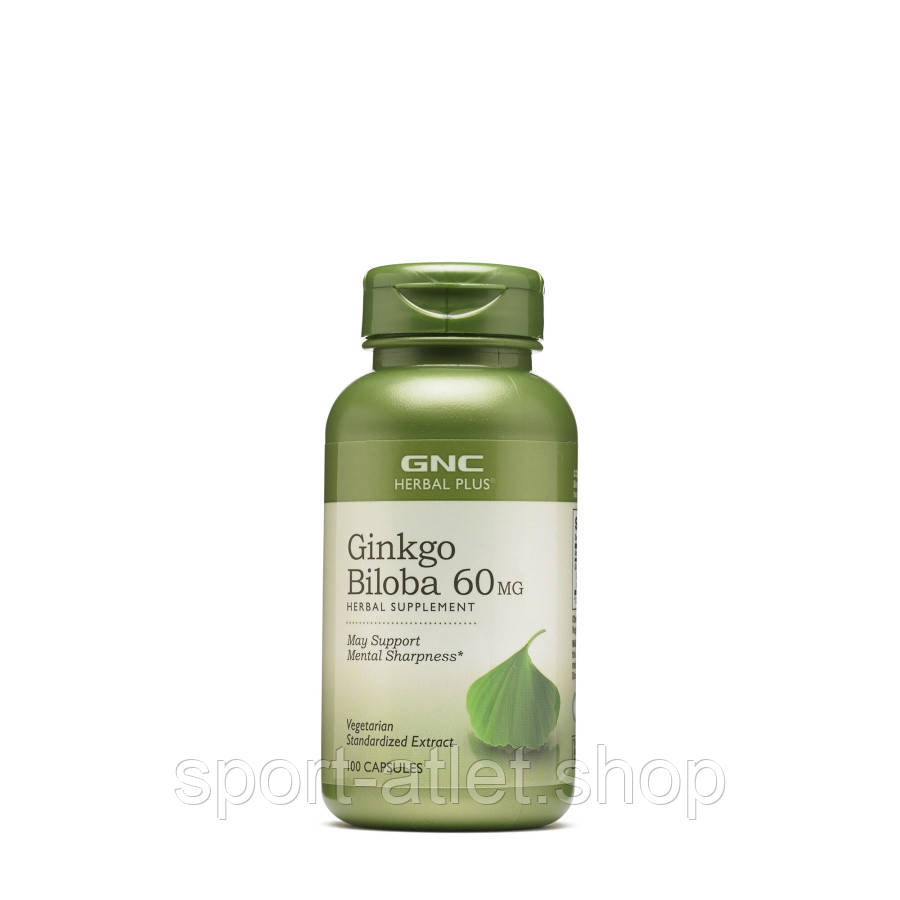 Натуральна добавка GNC Herbal Plus Ginkgo Biloba 60 mg, 100 капсул