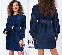 Женское платье из вельвета "Monica"| Распродажа модели 42-44, Темно-синий