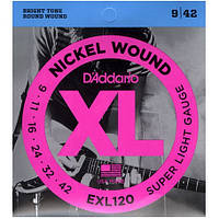 Струни Для Електрогітари d'addario EXL120 Super Light Electric Guitar Strings 9/42