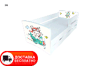 Дитяче ліжко Kinder Cool 20 Ведмедик із шухлядою та захисним бортиком, спальне місце на ламелях