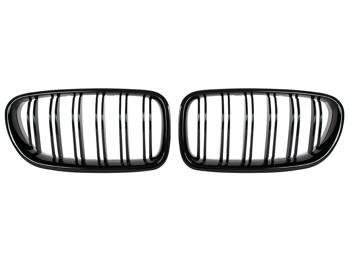 BMW 5 F10 / F11 10-17 решітка між фарами (ніздрі) ліва + права комплект. BLACK GLOSSY DOUBLE BAR