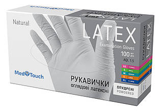 Рукавички латексні з пудрою MedTouch розмір M 100шт/уп