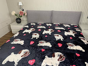 "мопси" плед двоспальний 180/200 см, мікрофібра