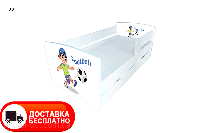 Детская кровать Kinder Cool 22 Футбол с выдвижным ящиком и защитным бортиком спальное место 1700х800 мм