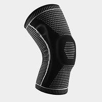 Бандаж на ногу со стабилизатором колена и ребрами жесткости XL, Черный