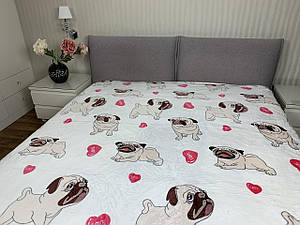 "мопси" плед двоспальний 180/200 см, мікрофібра