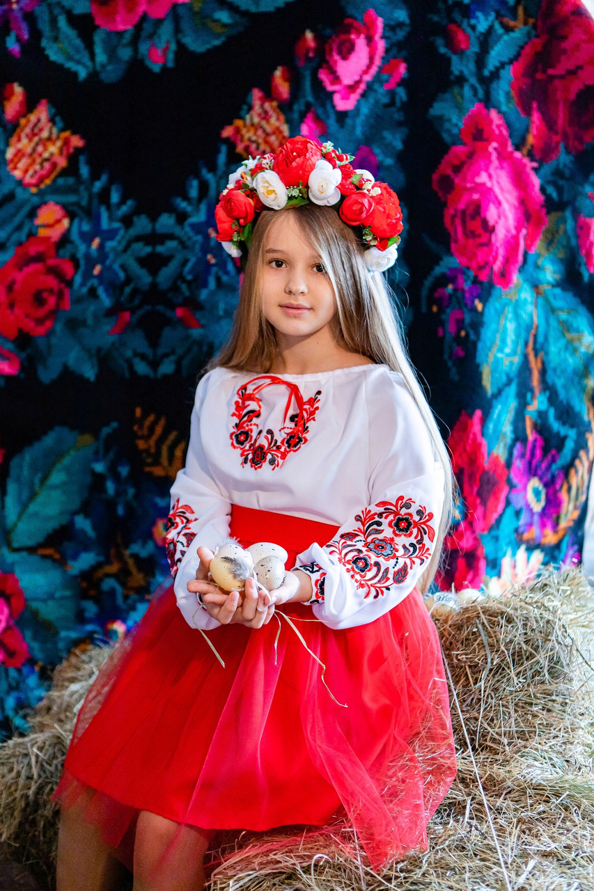 Вишитий костюм для дівчинки Казковий блузка та спідничка червоний