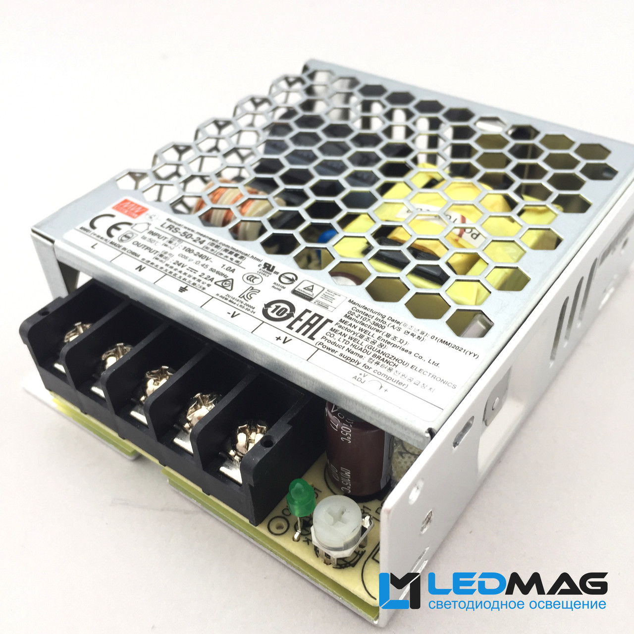 Блок живлення для світлодіодної стрічки 24В 50Вт MEANWELL LRS-50-24. Трансформатор для лід стрічки