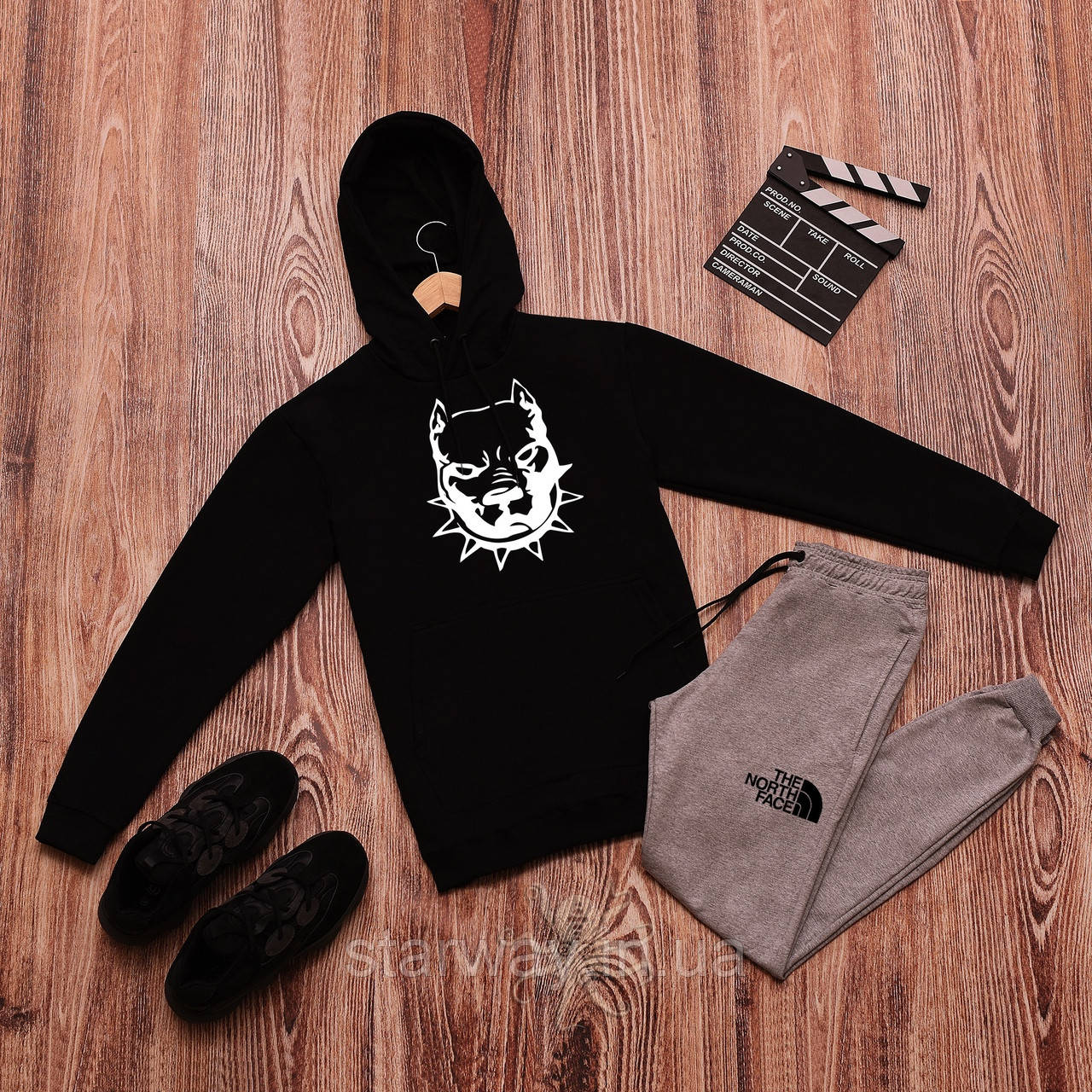 Спортивний трикотажний костюм з капюшоном the north face pitbull | пітбуль