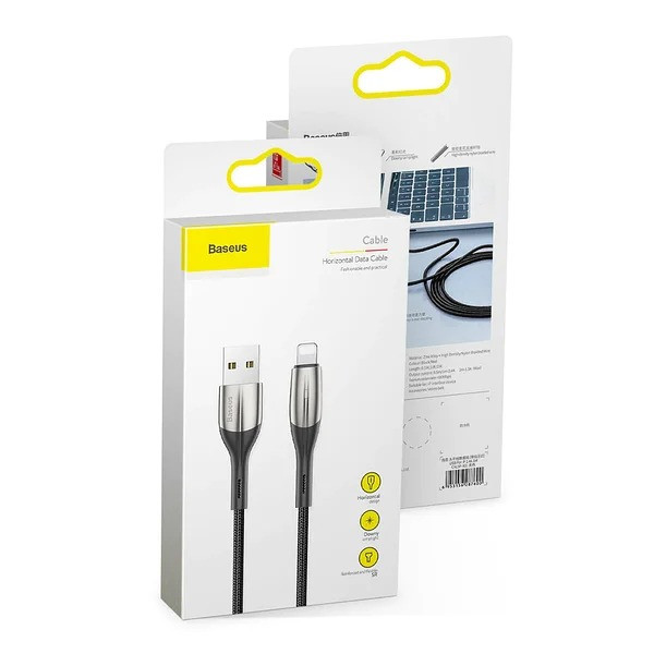 Кабель USB - Lightning для техники Apple с индикатором Baseus 2.4A 1м (черный) - фото 8 - id-p1386130808