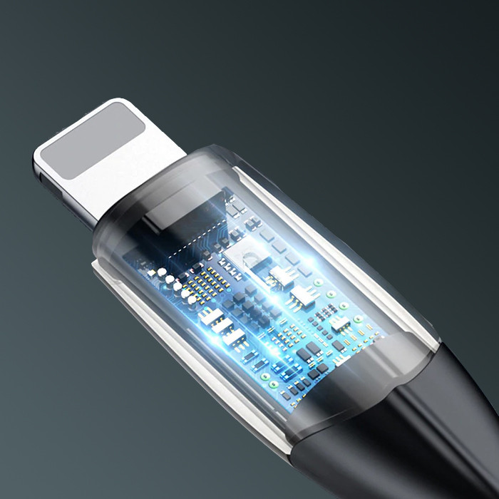 Кабель USB - Lightning для техники Apple с индикатором Baseus 2.4A 1м (черный) - фото 4 - id-p1386130808