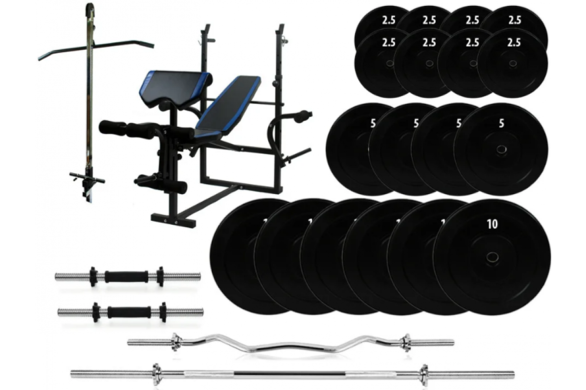 Лавка 7F L310 + Штанга + гантели 119 кг.(гриф 28 мм)