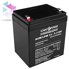 Акумуляторна батарея LogicPower LPM 12V 3.3AH (LPM 12 - 3.3 AH) AGM для дитячого електротранспорту