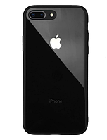 Чехол стеклянный Glass case для IPhone 7 Plus (04) Black черный