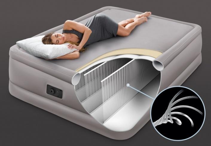 Надувне ліжко з вбудованим насосом на 220в Intex Foam Top High-Rise Airbed 64470 (152х203х51см)