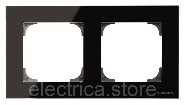 8572 CN Рамка 2 пости Sky чорне скло 2CLA857200A3101, фото 1