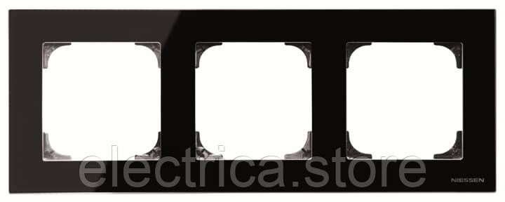 8573 CN Рамка 3 пости Sky чорне скло 2CLA857300A3101, фото 1