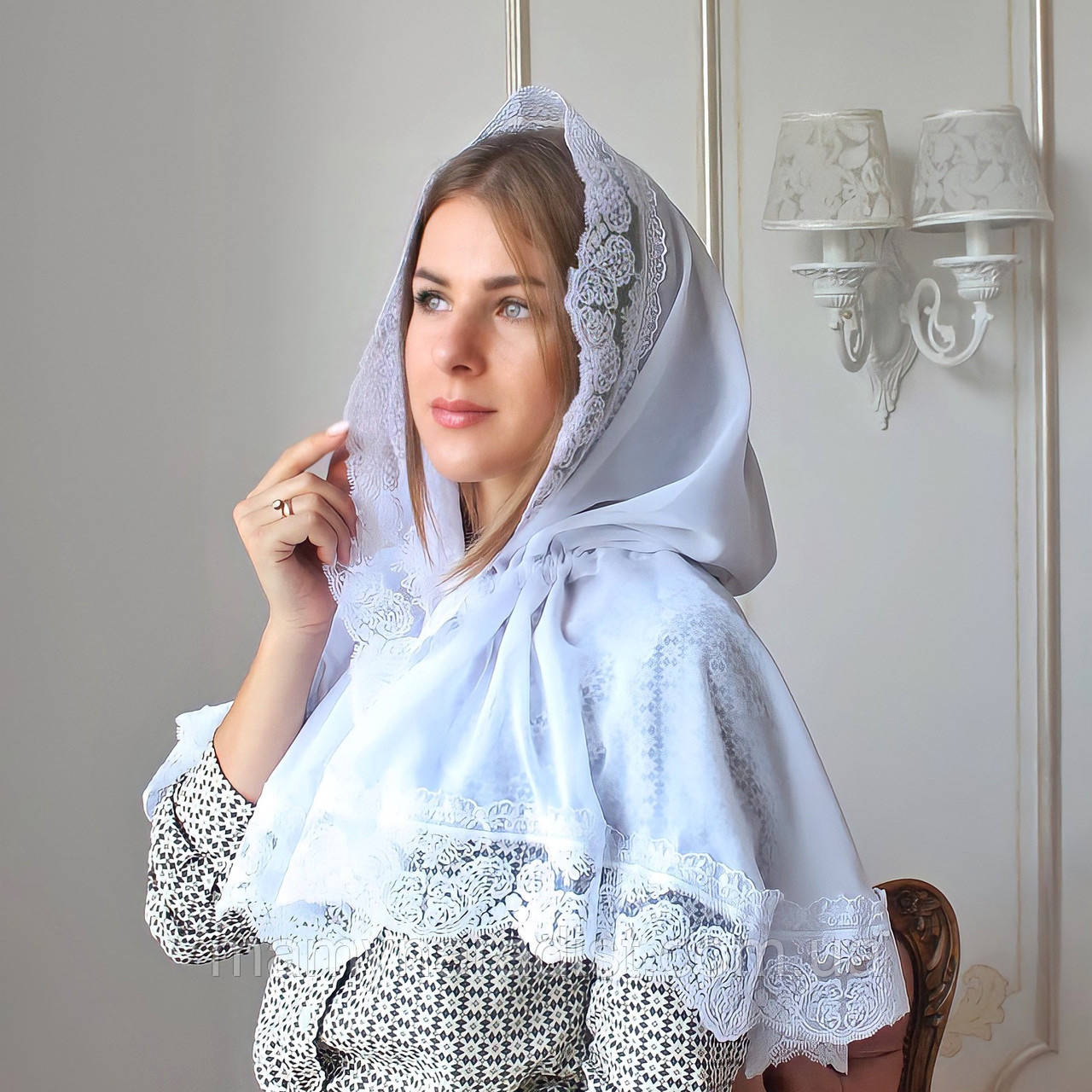 Палантин у церкву на хрещення, вінчання, хустинка в церкву
