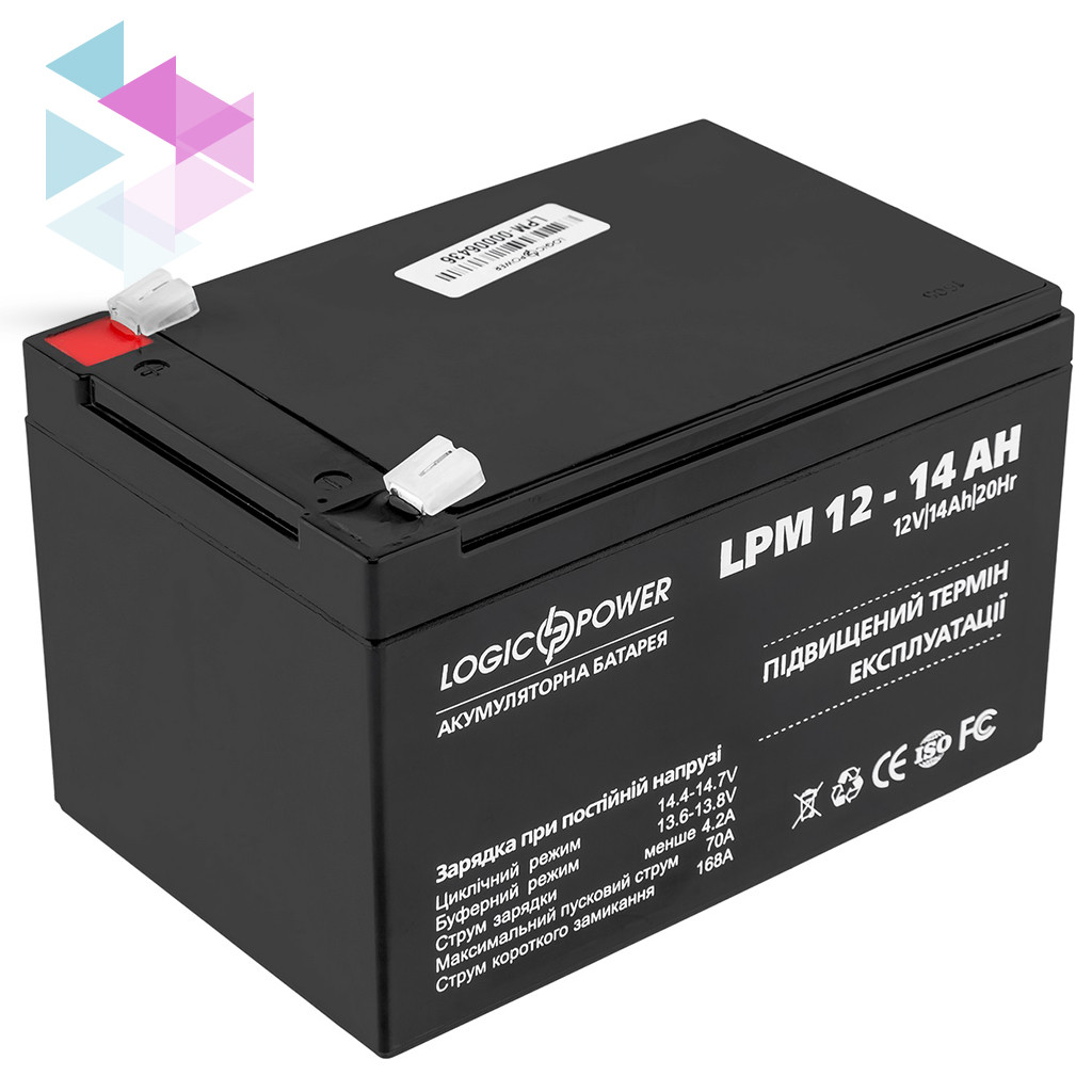 Аккумуляторная батарея LogicPower LPM 12V 14AH (LPM 12 – 14 AH) AGM, для детского электротранспорта, фото 1
