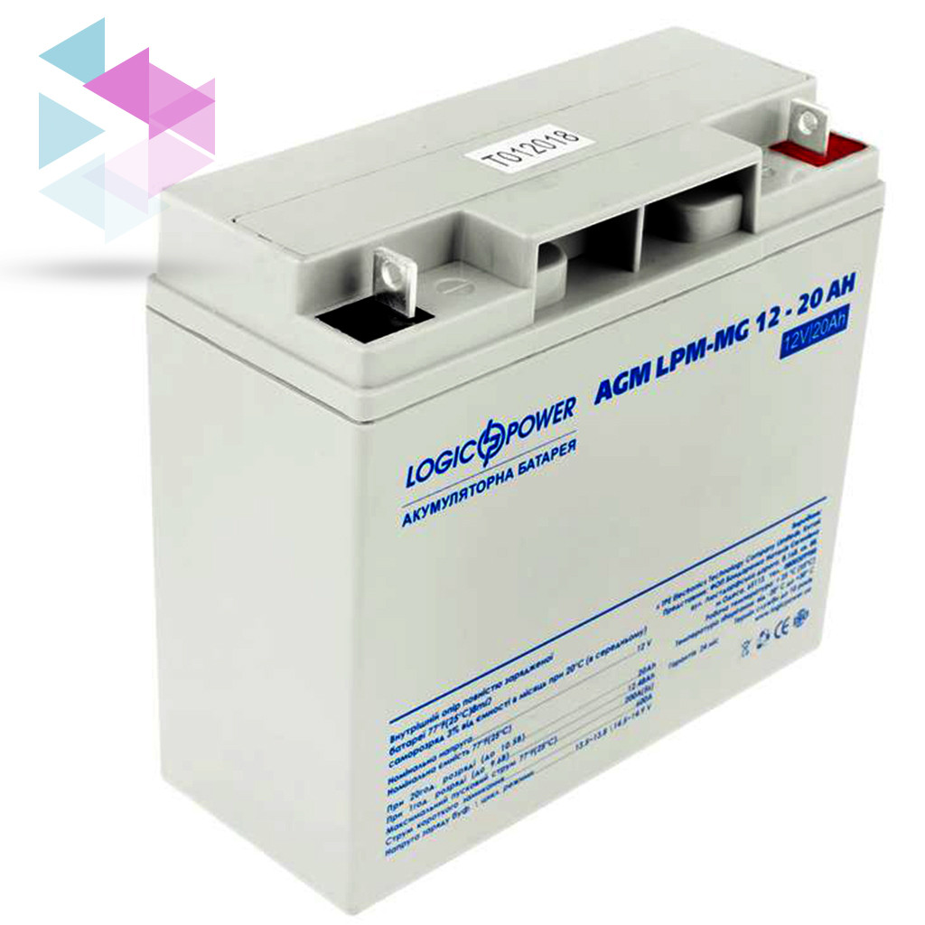 Акумуляторна батарея LogicPower 12V 20AH (LPM-MG 12 - 20 AH) AGM мультигель, для дитячого електротранспорту, фото 1