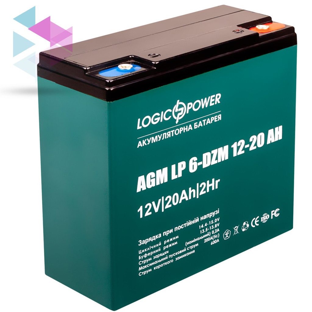 Акумуляторна батарея LogicPower LP 6-DZM-12-20, AGM свинцево-кислотний, фото 1