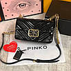 Жіноча лакова чорна сумка Pinko Пінко, фото 3
