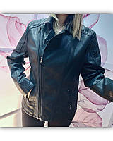 Женская куртка кожзам батальная черная размеры 50-58