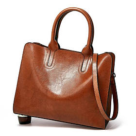 Елегантна та стильна жіноча сумка з якісної екошкіри, світло-коричнева, опт