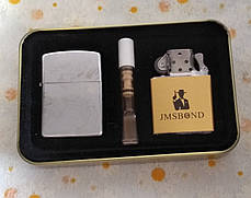 Набір подарунковий "JMSBOND" запальничка електрон. + Бензинова. мундштук USB, фото 2