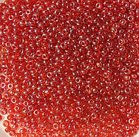 Бисер Ярна Корея размер 10/0 цвет 518 красный прозрачный, серебристое напыление 50г