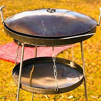 Сковорода для вогню з диска, борони 50 см з тарілкою на ланцюгах з Розбірними ніжками, садж,гриль пікнік з