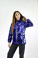 Курточка на дівчинку еко-шкіра+фліс, синього кольору, р. 128. 134. 140. 146.