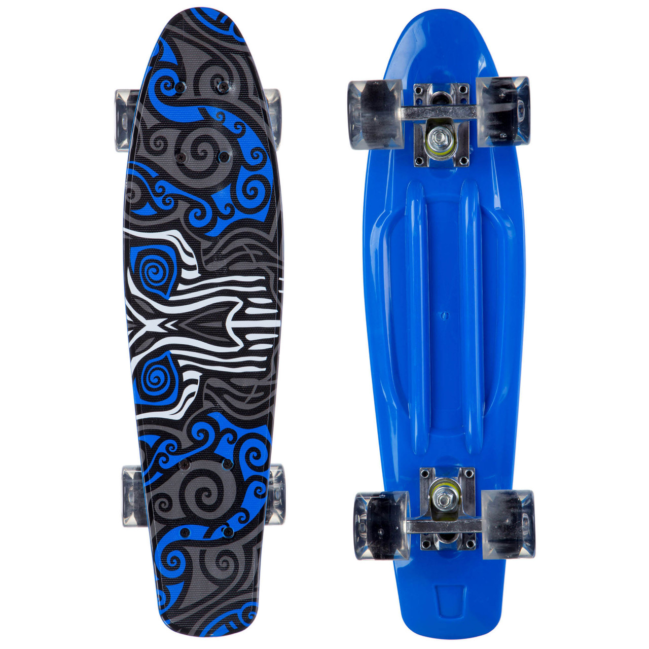 Пенні борд для хлопчика з малюнком та світящимися колесами (Penny Board 22), синій