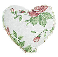 Подушка декоративна Large Pink Rose Серце з мереживом