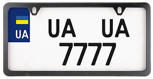 Рамка для номерного знака USA Type (CarLife) NH480 неіржавка сталь чорна