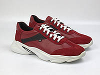 Красные кроссовки мужские кожаные нубук вставки обувь больших размеров Rosso Avangard DolGa Red Nub BS